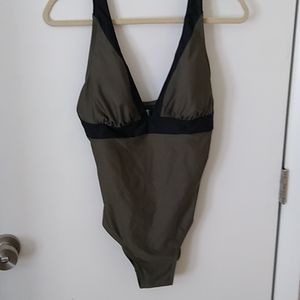DKNY Army Green and Black One Piece Swimsuit - NWOT